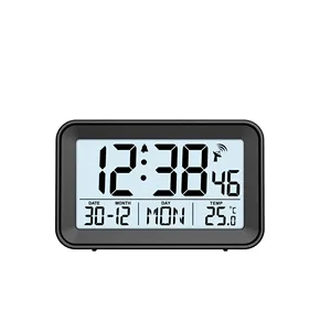 Jam Alarm Digital LCD elektronik, jam catur Digital dengan lampu latar waktu Snooze kalender DCF meja Dgt 3000