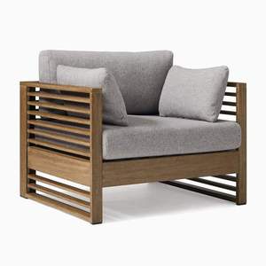 Ensemble de meubles de jardin en bois facile à nettoyer avec chaise longue, parasol et table d'appoint - Product Image 4