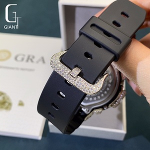 Boîtier de montre en moissanite Iced Out, <span class=keywords><strong>lunette</strong></span> DW6900, cadran diamanté, pièce de montre en argent sterling 925, moissanite VVS, passe le testeur de diamant - Product Image 4