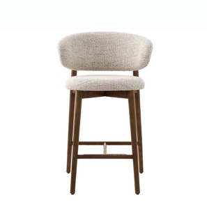 Solid Wood <strong>Bar</strong> Chair with <strong>Upholstered</strong> <strong>Fabric</strong> Seat &amp; <strong>Back</strong>, Modern Walnut High <strong>Bar</strong> <strong>Stool</strong> for Cafe Restaurant Kitchen <strong>Bar</strong> - Product Image 2
