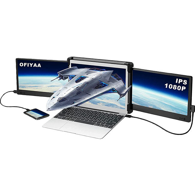 OFIYAA P2 Drops hipping Triple Laptop Screen Extender Dual 12 Zoll 1080P LCD-Monitore tragbarer Tri-Screen-Monitor für Laptops