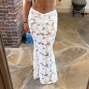 Jupe longue sirène taille basse pour femme, idéale pour les vacances à la plage, en dentelle transparente avec motifs floraux 3D, élégante et écologique – Collection été, offre spéciale - Product Image 4