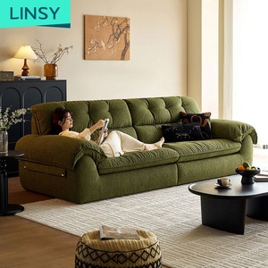 Canapé sectionnel carré moderne et élégant 3 places en tissu avec cadre en bois garni d'éponge haute densité, vert forêt BS836-A - Product Image 1