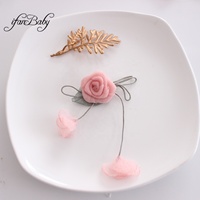 Kerajinan buatan kain bunga mawar warna empat musim ukuran 7cm DIY untuk ikat rambut gaun aksesori hiasan applique
