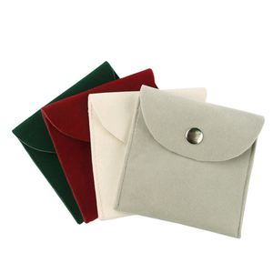Sacs de rangement pour bijoux en faux daim de coton avec impression de logo personnalisé en gros, style enveloppe, fermeture à bouton, sacs cadeaux - Product Image 2