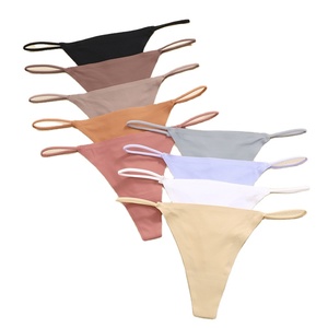 Usine directe sans Trace Sexy glace soie culotte une pièce respirant confortable taille basse femmes string solide motif <span class=keywords><strong>Nylon</strong></span> - Product Image 1