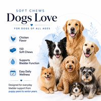 Complément alimentaire pour la santé des voies urinaires des chiens, soutien de la vessie, à base de canneberge et de D-Mannose, pour la santé rénale, fabricant OEM, 150 pièces