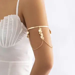 Bohemian Alloy Open Arm Bracelet Butterfly Pendant Multi Layered Body Chain Women Fine Jewelry Sexy Arm Decoration Gift