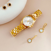 Ensemble cadeau pour femme avec logo personnalisé, montre à quartz avec bracelet en cuir, cadran de 30 mm, boîte orange, MOQ 96 ensembles, mouvement SEIKO, résistant à l'eau