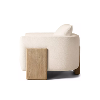 Canapé minimaliste pour salon, fauteuil individuel pour la maison avec pieds en chêne massif, chaise de villa, coussin moelleux et confortable