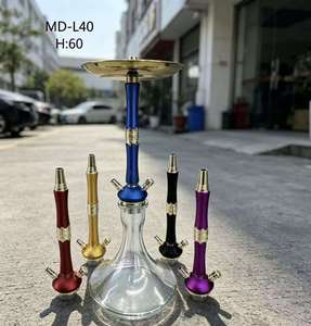 Set de Hookah de Aleación de Aluminio de 60 cm, Pipa de Shisha Moderna con 5 Opciones de Color de Varilla, Acabado Espejo para Bar y Viajes - Product Image 3