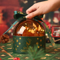 Boîte-cadeau nouvellement transparente boîte d'emballage de fleurs rondes de noël papier rond vide fleur chocolat joyeux noël boîte-cadeau
