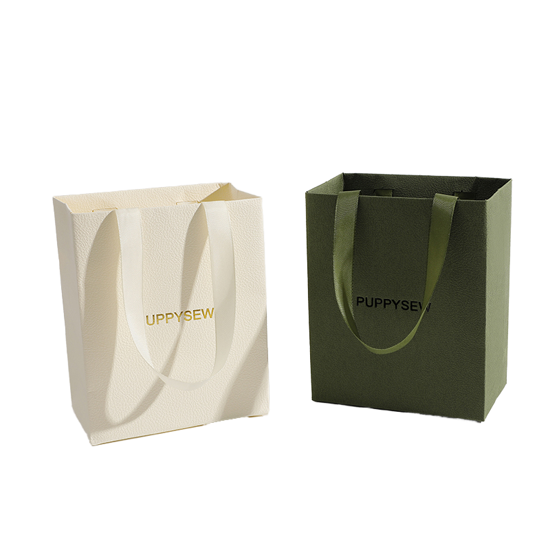 Custom Logo Handmade Luxury Kraft Paper Handbag Ribbon Handle Jewelry Cosmetics Clothing Watches Durable Eco-Friendly Reusable