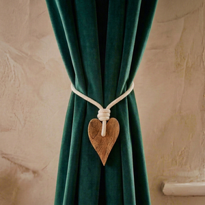 Wooden Heart Shape Curtain <b>Tiebacks</b> Rustic Style Eco-Friendly Bamboo Material Decorative Accessories - Product Image 1