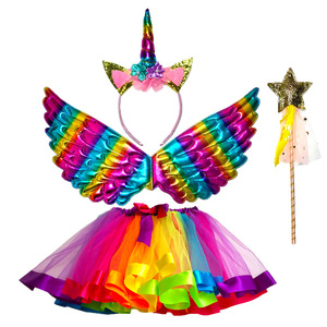 Disfraces de <span class=keywords><strong>Unicornio</strong></span> de Fantasía para Niñas, Disfraz de <span class=keywords><strong>Película</strong></span>, Vestido de Vacaciones, Vestido de Arcoíris de Año Nuevo, Alas, Tocado, Navidad, Halloween, Carnaval - Product Image 2