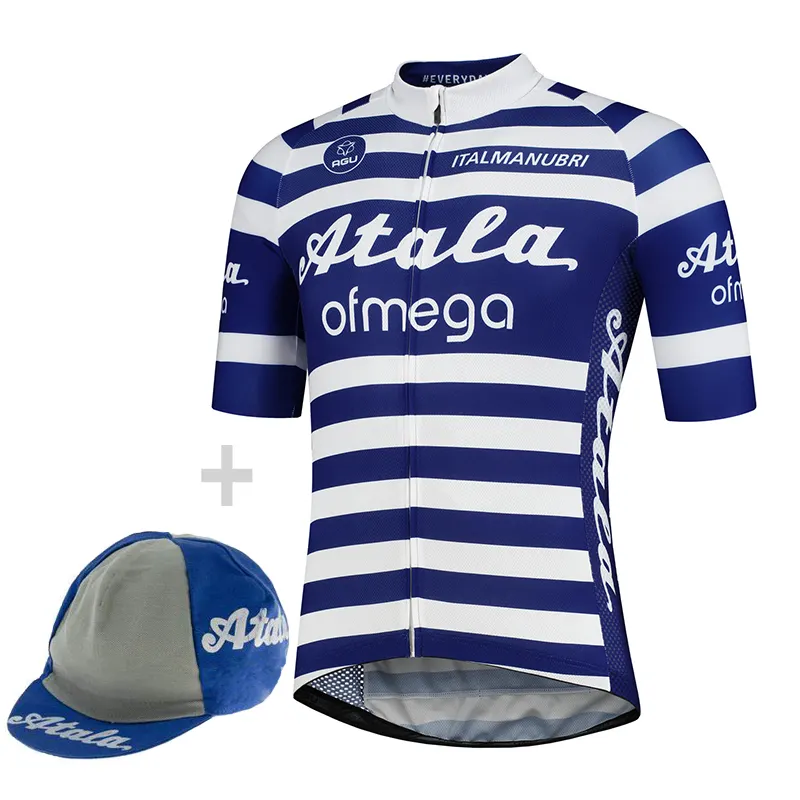 Maglie da ciclismo retrò ATALA camicia blu da bici a manica corta abbigliamento da corsa personalizzazione