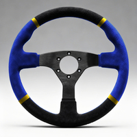 Volant de course en cuir bicolore personnalisé de 320 mm, volant sport à fond profond, volant de rallye à trois couleurs
