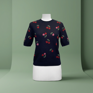 เสื้อสเวตเตอร์คอกลมลำลองสำหรับผู้หญิง SS23 ผ้าฝ้ายผสมโมดอล ปักลายดอกไม้ โลโก้ด้านหน้าบางๆ สีสันปรับแต่งได้ ระบายอากาศได้ดี เหมาะสำหรับฤดูใบไม้ผลิ - Product Image 3