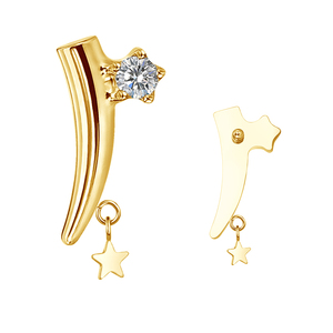 GZN ASTM F136, Joyería de Titanio, Pendiente de Oreja, Anillo de Nariz, Anillo de <span class=keywords><strong>Labio</strong></span>, <span class=keywords><strong>Piercing</strong></span>, con Diseño de Estrella Curva Cónica, con Circonita Cúbica y Rosca Interna - Product Image 5