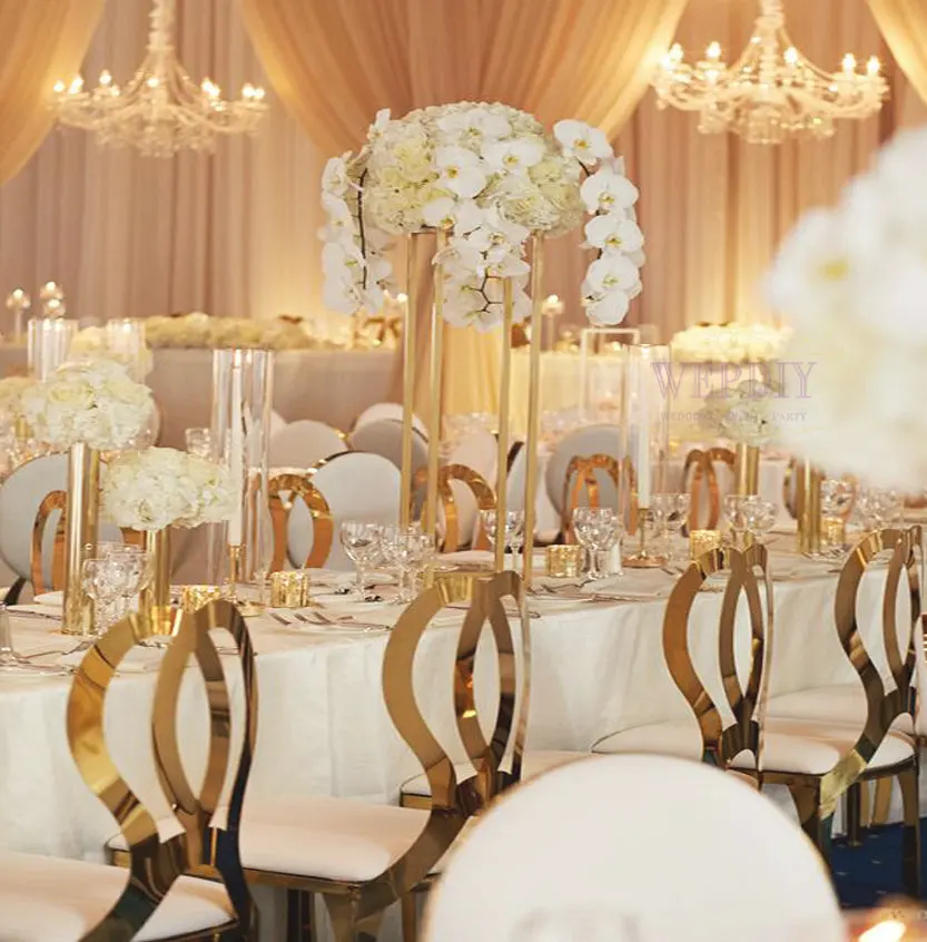 كرسي حفلات زفاف كبير ظهر رقيق مع وسادة مخصصة متعددة الألوان بسعر الجملة