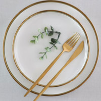 Service de table en porcelaine noir et or, écologique, sur mesure pour hôtel, luxe moderne, assiettes et bols en céramique pour restaurant