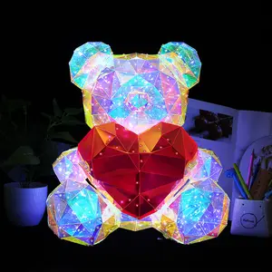 Cadeau pour amoureux, petite amie et enfants éclairage de la saint-valentin symphonie ours câlin lumineux anniversaire Carton en plastique populaire