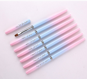 Faria Blau Rosa Verlauf langer Griff Uv Gel-Blende acryl Nagelbürste Gel Kunst-Design Metallgriff 3D-Nägel düstere Kunstbürste - Product Image 4