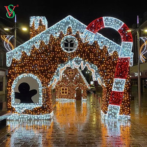 Gingerbread House Silhouette <b>Light</b> - Battery Operated Cluster <b>Light</b> with <b>Rope</b> & Neon Effects - Product Image 3