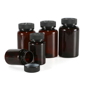 100cc 150cc 200cc 250cc Ambre Capsule Pet Packer Bouteille Avec Couvercle Résistant Aux Enfants pour Stocker Des Suppléments, Varie Capsules - Product Image 1
