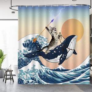 Brave Cat Holding Trident Polyester Shower <b>Curtain</b> Funny Home Decor <b>for</b> <b>Bathroom</b> in Stock - Product Image 2