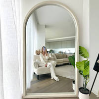 Miroir sur pied moderne en bois rustique, grand format, arqué, pleine longueur, personnalisable, en promotion