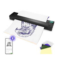 Imprimante thermique portable sans fil BT A4 pour photos de mini-tatouages, sans encre, batterie 2000 mAh, 203 dpi