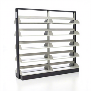 Muebles de Biblioteca para Escuelas y Universidades, Estantería de Libros de Doble Cara, Estantería de Acero Laminado en Frío, Estantes Ajustables de 7 Niveles - Product Image 1