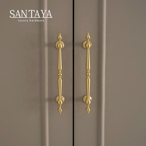 Santaya 真鍮製ハンドル ソリッドブラッシュ仕上げ キッチンキャビネット ワードローブ用 引き出しノブ 家具用取っ手 - Product Image 5
