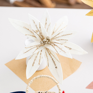 Christmas Artificial Flower 30CM Red Willow Flannel Christmas Flower Diy Handmade Sequins <b>Glitter</b> Artificial Flower Pendant - Product Image 6