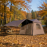 Tente de camping portable d'extérieur à gonflage automatique, double tissu Oxford, base PE, imperméable 3000 mm, aucune installation requise