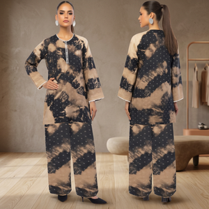 Ensemble de costumes d'hiver formels pour femmes en velours côtelé de luxe Fusion, 2 pièces, respirant, tie-dye - Product Image 2
