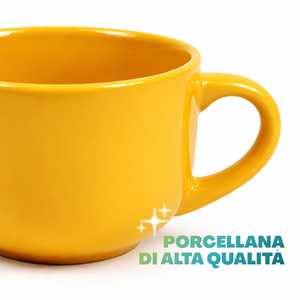 Set di 4 tazze in porcellana colorate con design multicolore, adatte a microonde e lavabili in lavastoviglie - Product Image 4
