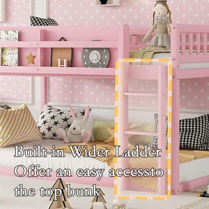 Cama <span class=keywords><strong>litera</strong></span> baja de madera, diseño moderno, ahorradora de espacio, para niños y adultos, fácil de montar, segura, con barandillas, para dormitorio - Product Image 5