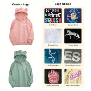 Sudadera de algodón de Color sólido con estampado en relieve de invierno, ropa de calle, Sudadera con capucha, Sudadera con capucha, sudaderas con orejas de oso bonitas para mujer - Product Image 2