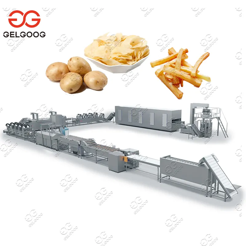تصنيع خط إنتاج القلي الطازجة المجمدة المقلية العصي التلقائي بالكامل يضع البطاطس ماكينة تحضير رقائق البطاطس السعر
