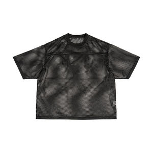 Camiseta Deportiva Personalizable de Malla con Corte Holgado para Hombre, Manga Corta, Informal, con Estampado de Cuadrícula Poligonal - Product Image 5