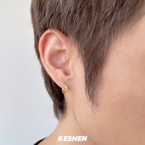 S95 Sterling Silver Stud Earrings Geometric Nail Design Claw Setting Unisex Hip Hop Style Gift Fashion Earrings - Product Image 2