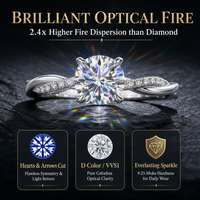 Bague en Moissanite en Argent Sterling 925, Coupe Ronde 1 Carat, Sertie de Quatre Griffes, Bande Pavée Torsadée, Bijou de Fiançailles pour Femme, Cadeau