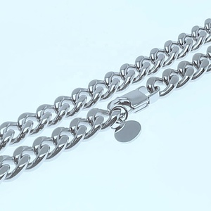 Cadena de Acero Inoxidable Plateado de Eslabones Planos de Alto Brillo, Estilo Cubano Figaro Curb, con Cierre de Langosta, Gargantilla Elegante, Joyería de Cadenas para Raperos Hip Hop - Product Image 2