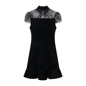 ZA New Women's <strong>Clothing</strong> - Sexy <strong>Tomboy</strong> Style Lace-up Patchwork Short Skirt Dress - Product Image 5