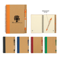 Carnet à spirales Eco Kraft avec porte-stylo, logo personnalisé, papier recyclé, ligné, agenda, cadeau promotionnel pour entreprise