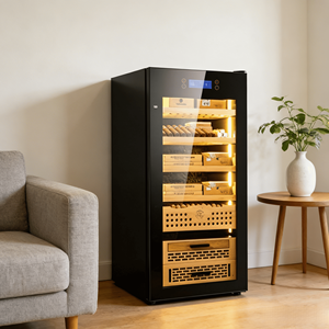 Digital <b>Electronic</b> Cigar Humidor Cabinet Constant Temperature Humidity Control Cedar Wood Stainless Steel Built-In Household - Product Image 1