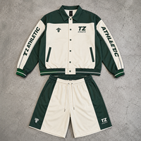 Ensemble de survêtement vintage coupe-vent - Veste de coach color block et short, ensemble sweat-shirt et short décontracté oversize pour homme
