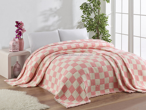 Couverture en mousseline tissée à l'intérieur de la fibre de coton 100% Couverture en coton volumineux et épais 160x220cm 62x86inch Plain Collection Blanket - Product Image 3